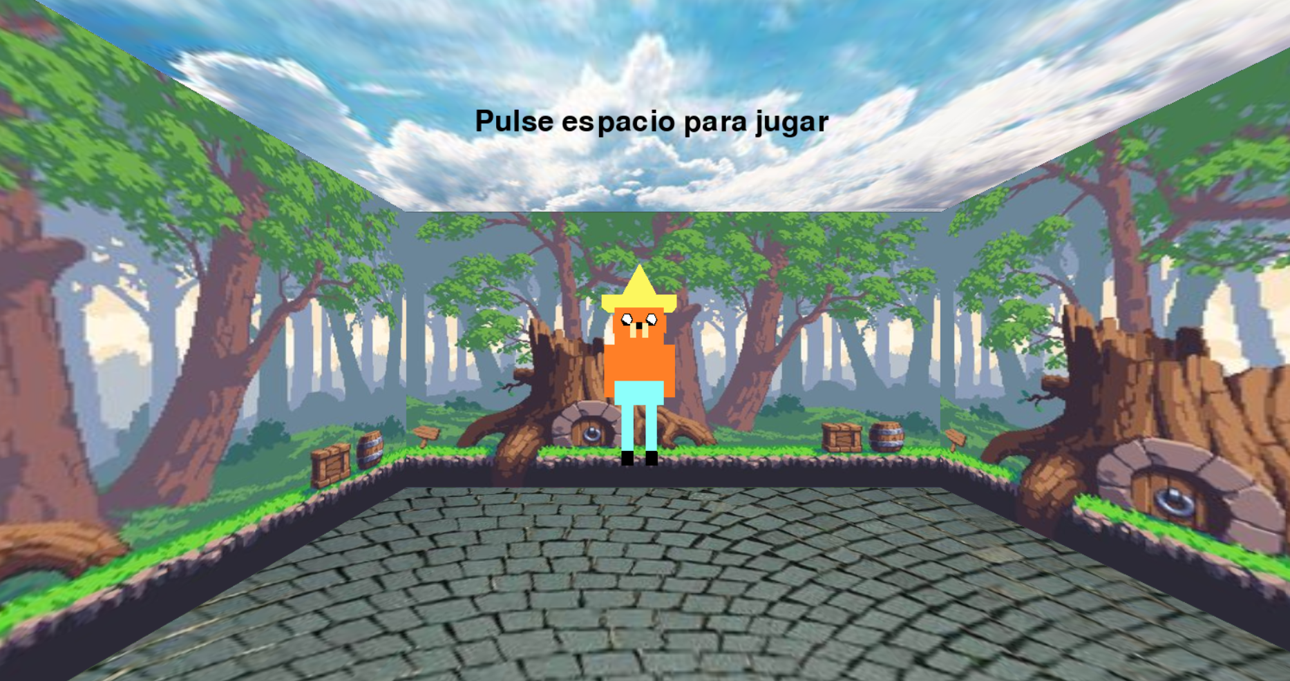 Personaje recogiendo residuos en entorno 3D